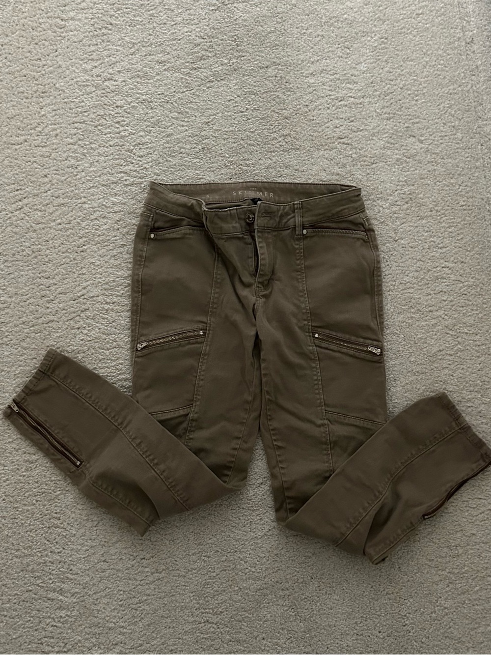 white house black market zipper tan cargo jean pants
